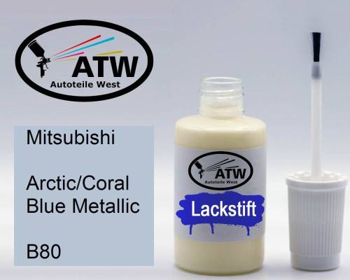 Mitsubishi, Arctic/Coral Blue Metallic, B80: 20ml Lackstift, von ATW Autoteile West.
